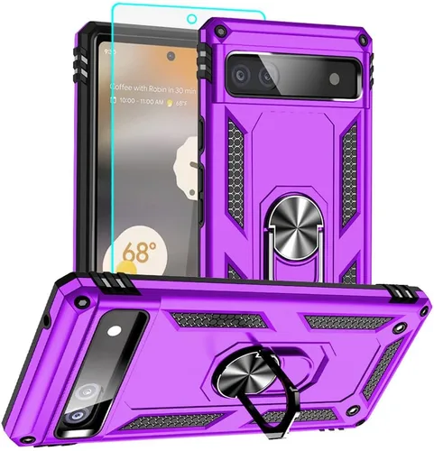 Vista 23 de Funda para Pixel 6a, Google Pixel 6A con protector de pantalla HD, [grado militar de 16 pies probada en caídas], anillo protector a prueba de golpes