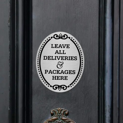 Vista 3 de SmartSign Letrero de puerta con placa de diamante "Leave All Deliveries & Packages Here" Aluminio de 4 x 5 pulgadas, fabricado en Estados Unidos