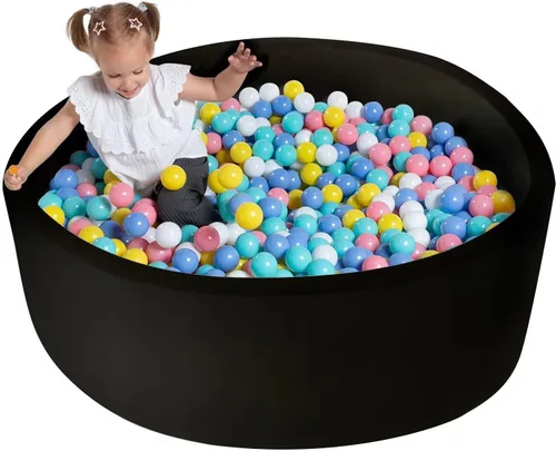 Vista 9 de Pozo de bolas suave extra grande para niños pequeños, 51 x 11.8 pulgadas, pozo de bolas de espuma para bebés y niños, gris