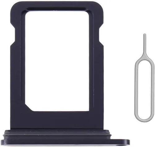 Reemplazo de ranura para bandeja de tarjeta SIM para iPhone 12 (negro) con anillo de goma impermeable y pasador de expulsión (versión de SIM
