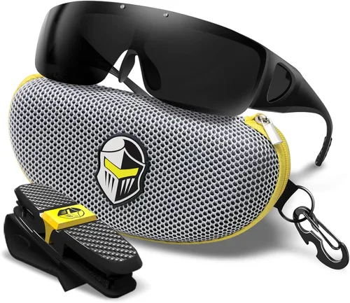 Vista 2 de BLUPOND KNIGHT VISOR Wrap Around Oversized Sunglasses - Fit Over Safety Glasses with Flip Up