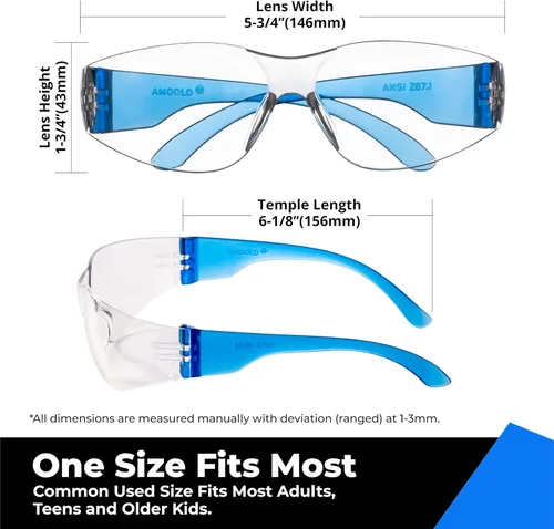Vista 4 de amoolo Gafas de seguridad para hombres a granel de 24, gafas protectoras para hombres y mujeres, ANSI Z87.1, protección ocular resistente a