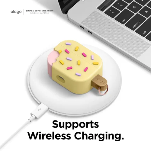 Vista 6 de elago - Funda con llavero para audífonos AirPods Pro de Apple en forma de helado.
