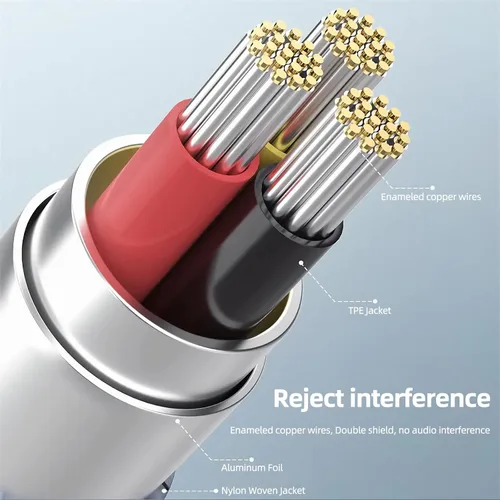 Vista 3 de Henrety Cable auxiliar trenzado de nailon de 0.138 in (3.3 pies), cable auxiliar de audio macho a macho para auriculares, automóvil, estéreo