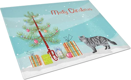 Vista 18 de Caroline's Treasures CK4739LCB Abyssinian Cat Merry Christmas Glass Cutting Board Large Decorative Tempered Glass Kitchen Cutting and Serving Board