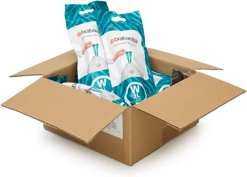 Vista 6 de Bolsas de basura Brabantia PerfectFit (Tamaño W/1.3 Gal) Forros de basura de plástico grueso con asas de cordón (200 bolsas)