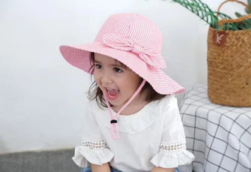 Vista 5 de Toddler Kids Baby Girl Sun Hat Floppy Cotton Summer Hat 50+ SPF Protective