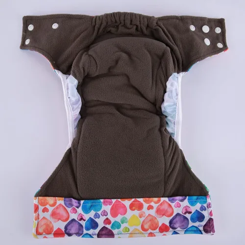 Vista 5 de AIll in One Night AIO Pañal de tela cosido en inserto reutilizable lavable para niñas (follaje de colibríes)