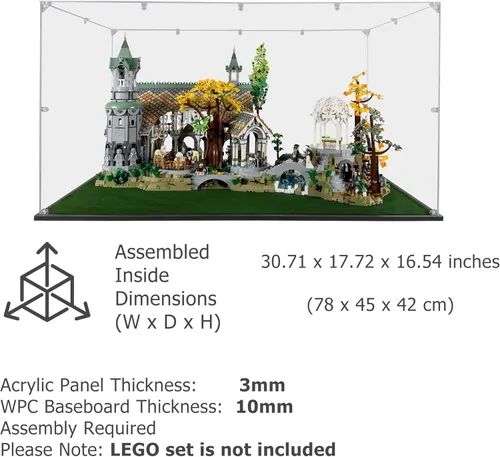 Vista 6 de Vitrina acrílica compatible con Lego Rivendell #10316, vitrina a prueba de polvo (solo funda) (juegos de Lego no incluidos)