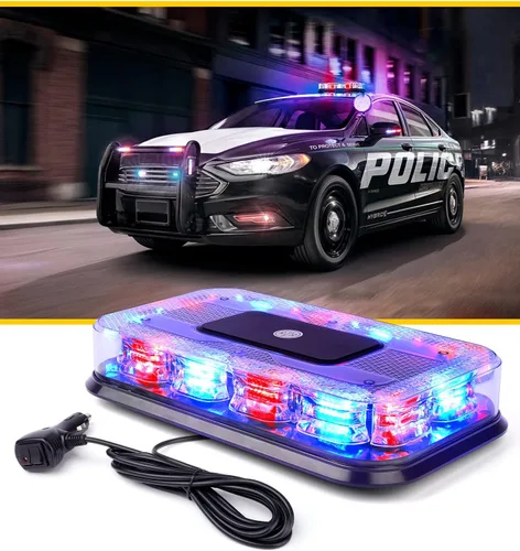 Vista 9 de LUMENIX - Mini barra de luz estroboscópica LED de 12 pulgadas para techo, 72 LED, montaje magnético, luces de advertencia intermitentes