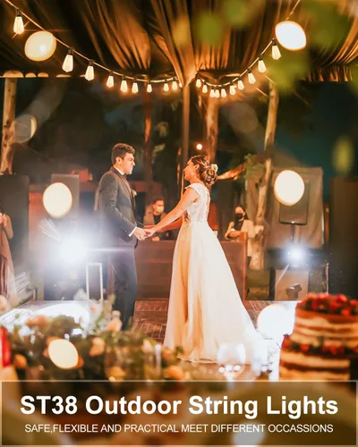 Vista 7 de Lightdot Luces LED para Patio de Exterior de 200 Pies (2 x 100 Pies), Luces de Cadena LED con Certificación ETL con Bombillas Edison Vintage