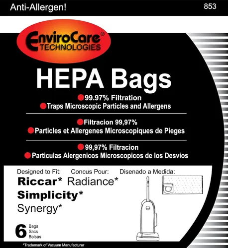 Vista 3 de Bolsas verticales de repuesto genéricas tipo X, compatibles con Riccar, SImplicity Synergy, Radiance Upright, paquete de 6