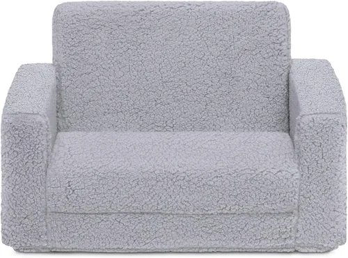 Vista 10 de Delta Children Cozee Silla Convertible 2 en 1 con Sherpa Abatible de Silla a Tumbona para Niños, Gris