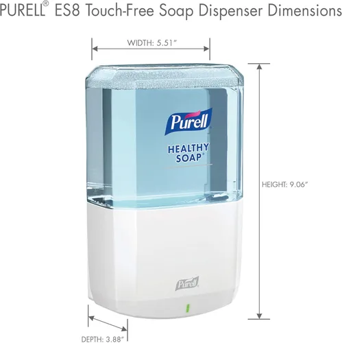 Vista 3 de PURELL ES8 Dispensador automático de jabón de manos, blanco, para repuestos de jabón PURELL ES8 de 40.6 fl oz (paquete de 1) - 7730-01 - Fabricado