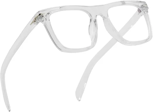 Lentes cuadrados de moda con bloqueo de luz azul para hombres y mujeres, lentes de computadora sin receta con marco de moda (transparentes)