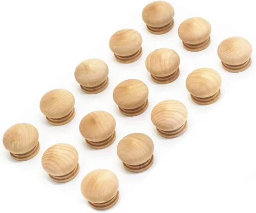 Vista 9 de WEICHUAN 10 tiradores de bola con forma de base, de madera sin terminar, pomos de cajones – tiradores para cajones de muebles de gabinete