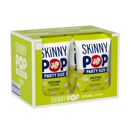 Vista 30 de SkinnyPop Palomitas de maíz, sabor mantequilla, hechas con mantequilla real, bocadillo de grano entero, bolsa de 4.4 onzas