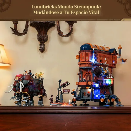 Vista 6 de Lumibricks Steampunk Steamphant Juego de bloques de construcción de iluminación - Set de modelo mamut, colección de juego de bloques de construcción