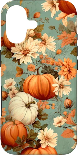 Vista 32 de Funda con temática de otoño para iPhone 13 Pro Max con diseño de calabaza de otoño