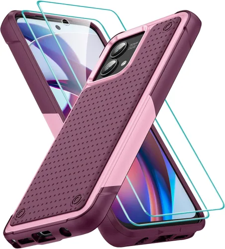 Vista 18 de Jeylly para Moto G Stylus 5G 2021 Funda con [2 Pack] Protector de Pantalla de Vidrio Templado, Protección Grado Militar Anti-Arañazos, Funda