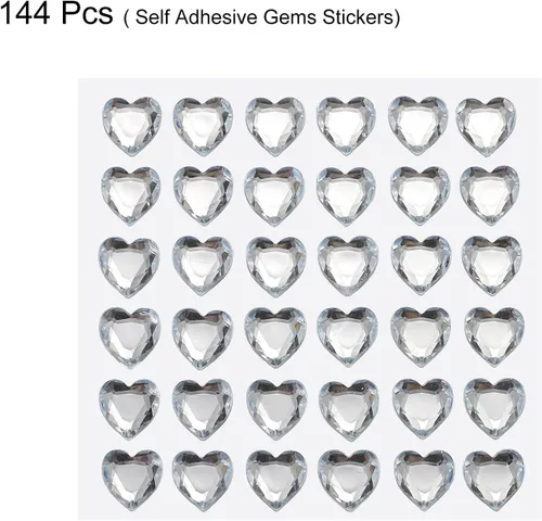Vista 20 de MECCANIXITY 144 calcomanías autoadhesivas de diamantes de imitación de corazón de 0.394 pulgadas para maquillaje de San Valentín, artes y Azul Oscuro