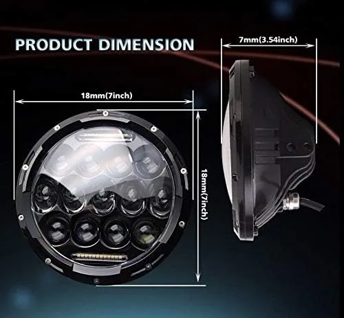 Vista 6 de Par de faros delanteros militares LED 24v bisel negro - Plug and Play Head Light, se adapta a Humvee M998 M939 M35a2