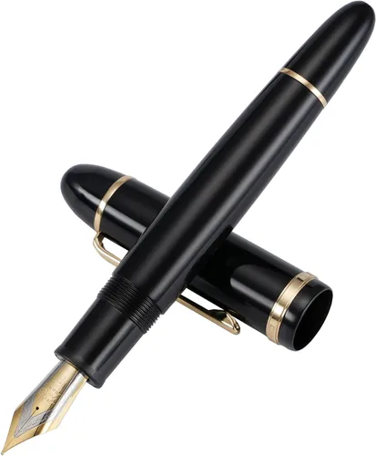 Vista 20 de Jinhao X159 - Pluma estilográfica #8 de punta media, color azul con clip plateado, acrílico de gran