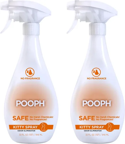 POOPH Spray eliminador de olores para gatos, 32 onzas, paquete de 2