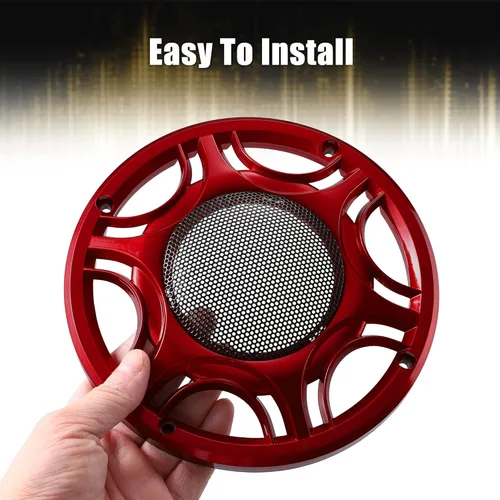 Vista 5 de X AUTOHAUX 6 pulgadas coche metal audio altavoz parrilla cubierta malla Woofer cuerno protector decorativo círculo rejilla protector rojo
