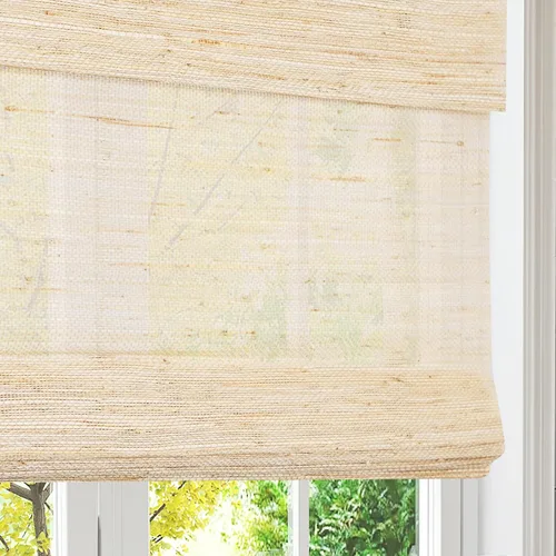Vista 7 de Persianas romanas de bambú, de yute y trigo, opacas, personalizadas, opacas, para oscurecer la habitación, persianas de madera tejidas, persianas