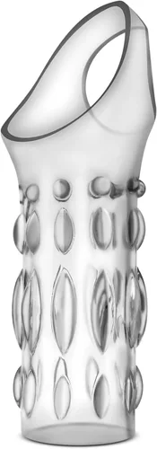 Vista 4 de Blush Performance - Anillo de manga transparente con tachuelas de 4.25 pulgadas con correa de bola, extensor elástico de circunferencia de pene