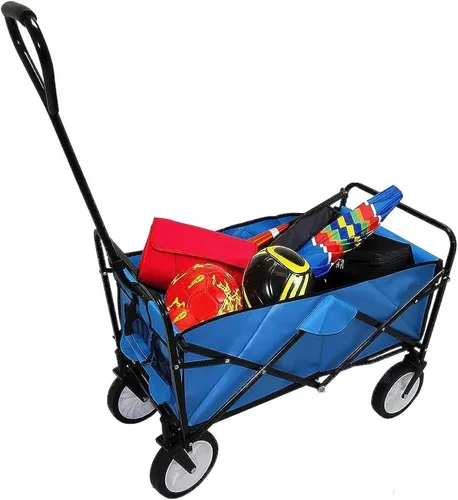 Vista 9 de Carro plegable multifunción negro para exteriores, ruedas portátiles para uso público, camping, comestibles, compras, transporte de niños, picnic