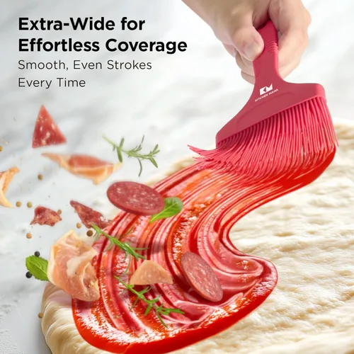 Vista 2 de Kitchen Mama Platinum - Juego de utensilios de silicona extra anchos para repostería y untar, resistentes al calor, aptos para lavavajillas