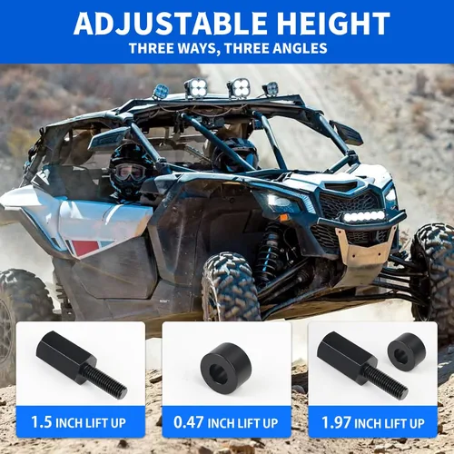 Vista 3 de Kit de montaje de elevador de asiento compatible con Can Am Maverick X3 X3 MAX X3 R, elevador UTV Seat 0.5"/1.5"/2" ajustable negro