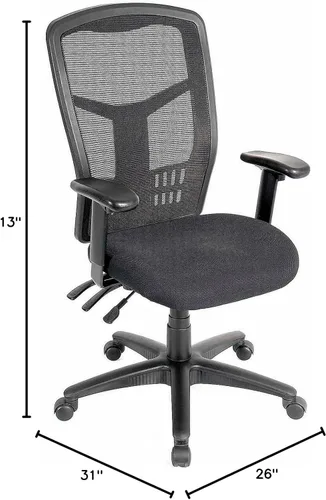 Vista 2 de Global Industrial Silla de oficina multifuncional, respaldo de malla, asiento tapizado de tela
