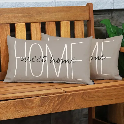 Vista 3 de EKOBLA Home Sweet - Fundas de almohada cuadradas rústicas y elegantes para exteriores, fundas de cojín cuadradas para sofá, silla, funda de cojín