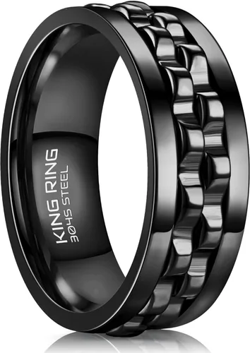King Ring 8mm Gear Spinner Rings – Ultra Polished Fidget Rings for Men & Women – Designed in USA
