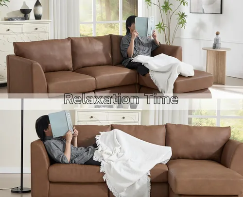 Vista 6 de EALSON Sofá modular seccional asiento medio sofá modular de piel sintética Asiento individual pieza seccional con funda extraíble marrón