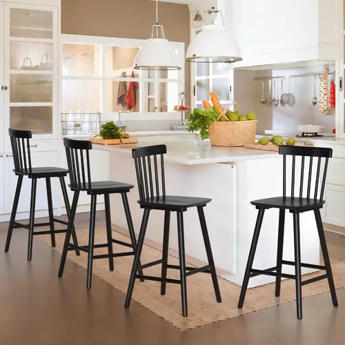 Vista 18 de LUE BONA Windsor - Juego de 2 taburetes de bar de madera para isla de cocina, estilo casa de campo de 24 pulgadas de altura de mostrador, sillas