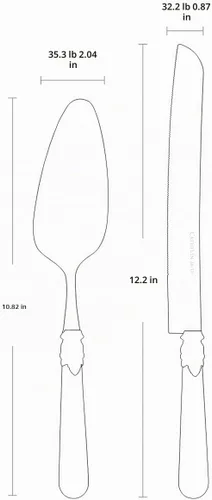 Juego de Cuchillo y Servidor para Tarta de Boda CATHYLIN, Diseño Italiano Elegante Hecho a Mano, Juego de Cuchillo para Pastel y Servidor de Perlas