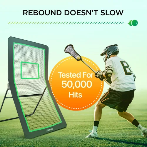 Vista 7 de Volleyball Rebounder Net Lacrosse Rebounder Bounce Back Equipment with 5 Adjustable Rebound Angles Ground Stakes Neon Strap for Lacrosse Training