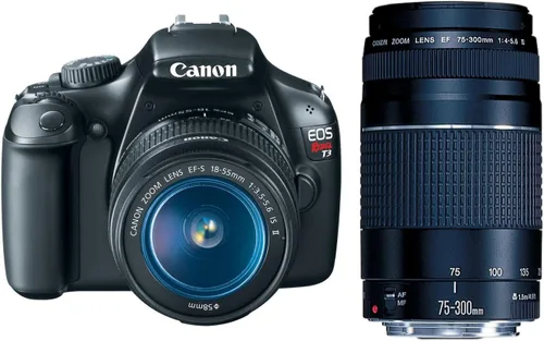 Canon EOS Rebel T3 12.2 MP CMOS cámara digital SLR con lente de 18-55mm IS II + lente telefoto zoom Canon EF 75-300mm f/4-5.6 III