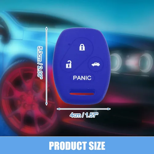 Vista 4 de Estuche protector de llave inteligente con 4 botones para Honda Accord Civic CR-V Element Pilot, de silicona, negro y azul (Paquete de 2)