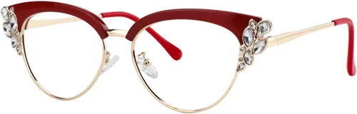 VOOGLAM Lentes de bloqueo de luz azul de ojo de gato para mujer con cristal, lentes elegantes negros anti UV luz azul fatiga ocular