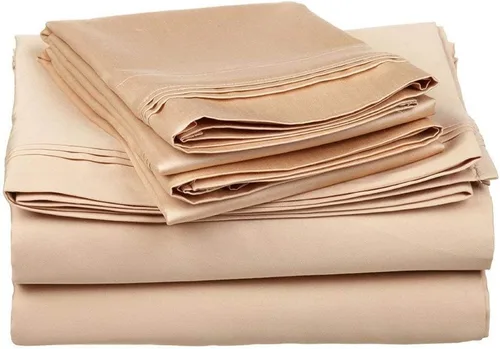 100% Egyptian Cotton Sheets 1000 Thread Count Twin Size Sheet Sets 4 PC Solid Bed Sheet Set True Luxury Hotel Quality Fits Up to 18 Inches Deep Beige