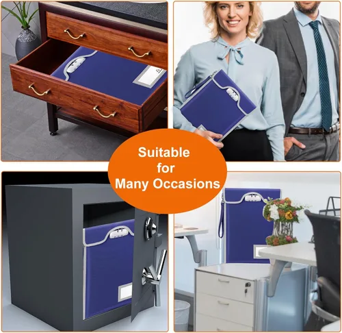 Vista 7 de Bolsa de documentos ignífuga con cerradura (5200℉), soporte para documentos de viaje de 15 x 11 pulgadas, bolsa ignífuga con cremallera para objetos