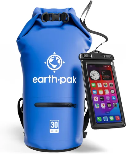 Vista 24 de Earth Pak Bolsa seca impermeable con bolsillo con cremallera, mochila impermeable para mantener el equipo seco