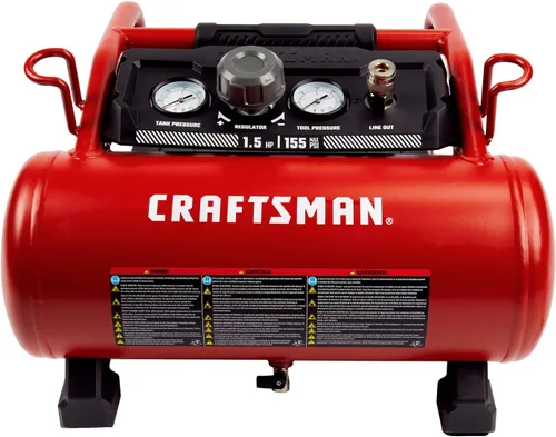 Vista 3 de Craftsman - Compresor de aire, 3 galones, 1,5 HP Max 155 Psi, sin aceite, portátil, color rojo, modelo CMXECXA0200341