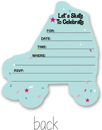 Vista 2 de Invitaciones de fiesta de patinaje sobre ruedas con sobres, juego de 20 invitaciones en forma de patín sobre ruedas, invitaciones de cumpleaños