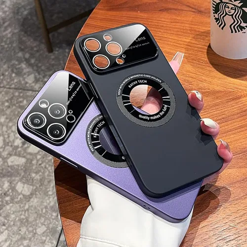 Vista 3 de SKYLMW Funda para iPhone 13 Pro Max de 6.7 pulgadas 2021, diseño de ventana grande, PC duro integrado protector de lente de cámara de lujo integrado